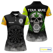 Load image into Gallery viewer, Lime Leaves Skull &amp; Dartboard, Colorful Darts Shirt For Women - Customizable Name NYN0385