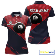 Load image into Gallery viewer, Red Splash 8 Ball Women's Billiard Polo Shirt Custom Splatter Pool Team Jersey League Apparel
