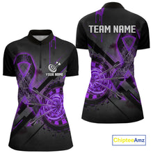 Load image into Gallery viewer, Lightning Purple Ribbon Dartboard Custom Lightning Dartboard Darts Quarter-Zip Shirt For Women NYN1804