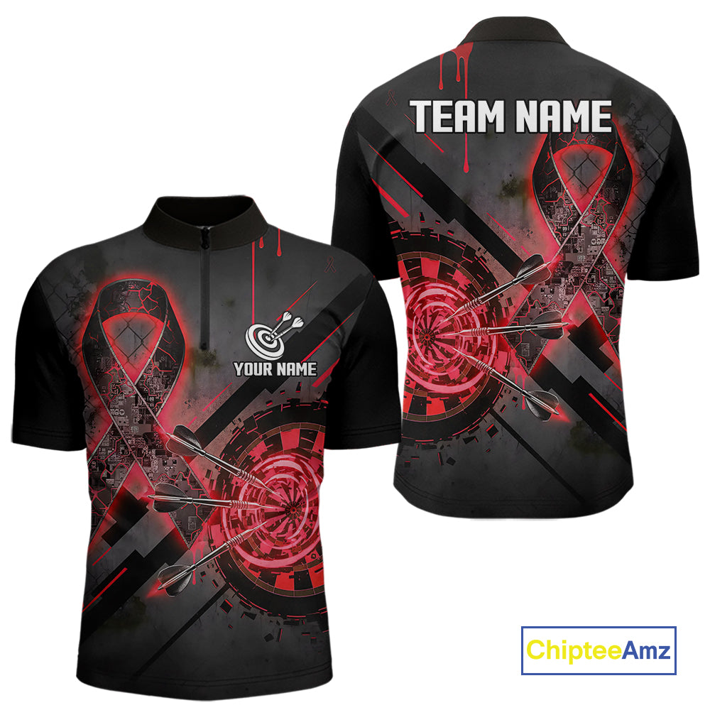 Lightning Red Ribbon Dartboard Custom Lightning Dartboard Darts Quarter-Zip Shirt For Men NYN1805