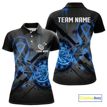 Load image into Gallery viewer, Lightning Blue Ribbon Dartboard Custom Prostate Cancer Awareness Darts Polo Shirt For Women NYN1806