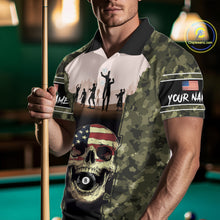 Load image into Gallery viewer, US Flag Skull Patriotic Billiard Shirts For Men Custom Camouflage 8 Ball Billiard Jerseys NYN2292