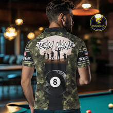 Load image into Gallery viewer, US Flag Skull Patriotic Billiard Shirts For Men Custom Camouflage 8 Ball Billiard Jerseys NYN2292