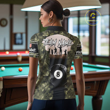 Load image into Gallery viewer, US Flag Skull Patriotic Billiard Shirts For Women Custom Camouflage 8 Ball Billiard Jerseys NYN2292