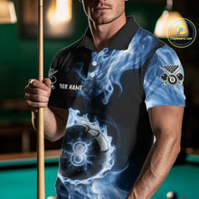 Load image into Gallery viewer, Blue Flaming Pool Billiard Shirts For Men Custom Light Ball 8 Billiard Team Jerseys NYN2300