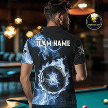 Load image into Gallery viewer, Blue Flaming Pool Billiard Shirts For Men Custom Light Ball 8 Billiard Team Jerseys NYN2300