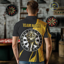 Load image into Gallery viewer, Custom Black And Yellow Wolfs Dartboards Grunge Dart Shirts For Men, Dart Team Jerseys NYN0043