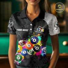 Load image into Gallery viewer, Personalized Colorful Splatter Billiard Balls Shirt For Women Pool Ball 8 Billiard Jersey NYN2311
