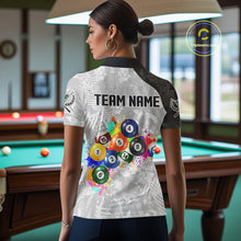Load image into Gallery viewer, Personalized Colorful Splatter Billiard Balls Shirt For Women Pool Ball 8 Billiard Jersey NYN2311