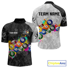 Load image into Gallery viewer, Personalized Colorful Splatter Billiard Balls Shirt For Men Pool Ball 8 Billiard Jersey NYN2311