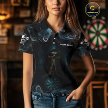 Load image into Gallery viewer, The Reaper &amp; Dartboard Smoke Pattern Darts Team Shirt For Women – Customizable Name NYN0390