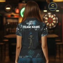Load image into Gallery viewer, The Reaper &amp; Dartboard Smoke Pattern Darts Team Shirt For Women – Customizable Name NYN0390