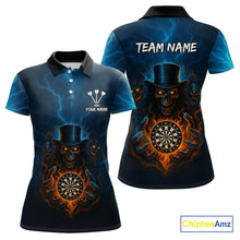 Load image into Gallery viewer, Flaming Dartboard &amp; Evil Magician Darts Shirt For Women - Custom Player &amp; Team Name NYN0392