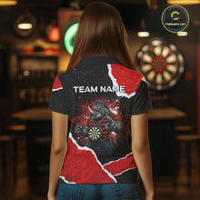 Load image into Gallery viewer, Black &amp; Red Splatter Rhino Women Darts Polo Shirt Custom Funny Team Dart League Jerseys NYN2067
