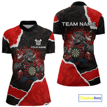 Load image into Gallery viewer, Black &amp; Red Splatter Rhino Women Darts Quarter-Zip Shirt Custom Funny Team Dart League Jerseys NYN2067
