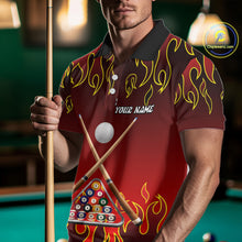 Load image into Gallery viewer, Custom Fire Flame 8 Ball Men's Billiard Shirts Personalized Billiard Attire Gifts | Red NYN2321