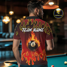 Load image into Gallery viewer, Custom Fire Flame 8 Ball Men's Billiard Shirts Personalized Billiard Attire Gifts | Red NYN2321