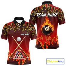 Load image into Gallery viewer, Custom Fire Flame 8 Ball Men's Billiard Shirts Personalized Billiard Attire Gifts | Red NYN2321
