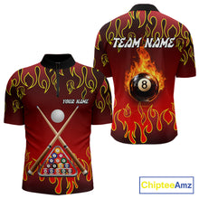 Load image into Gallery viewer, Custom Fire Flame 8 Ball Men's Billiard Shirts Personalized Billiard Attire Gifts | Red NYN2321