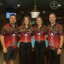 Load image into Gallery viewer, Custom Fire Flame 8 Ball Women's Billiard Shirts Personalized Billiard Attire Gifts | Red NYN2321
