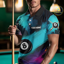 Load image into Gallery viewer, Grunge Splatter Teal Ball 8 Billiard Shirts For Men Personalized Billiard Attire Gifts NYN2327