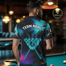 Load image into Gallery viewer, Grunge Splatter Teal Ball 8 Billiard Shirts For Men Personalized Billiard Attire Gifts NYN2327