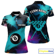 Load image into Gallery viewer, Grunge Splatter Teal Ball 8 Billiard Shirts For Women Personalized Billiard Attire Gifts NYN2327