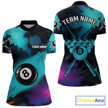 Load image into Gallery viewer, Grunge Splatter Teal Ball 8 Billiard Shirts For Women Personalized Billiard Attire Gifts NYN2327