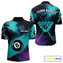 Load image into Gallery viewer, Grunge Splatter Teal Ball 8 Billiard Shirts For Men Personalized Billiard Attire Gifts NYN2327