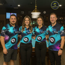 Load image into Gallery viewer, Grunge Splatter Teal Ball 8 Billiard Shirts For Men Personalized Billiard Attire Gifts NYN2327