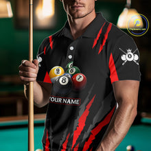 Load image into Gallery viewer, Black &amp; Red Men's Billiard Ball Shirts Personalized Crown 8 Ball Billiard Team Attire NYN2330