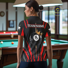 Load image into Gallery viewer, Black &amp; Red Women's Billiard Ball Shirts Personalized Crown 8 Ball Billiard Team Attire NYN2330