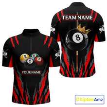 Load image into Gallery viewer, Black &amp; Red Men's Billiard Ball Shirts Personalized Crown 8 Ball Billiard Team Attire NYN2330