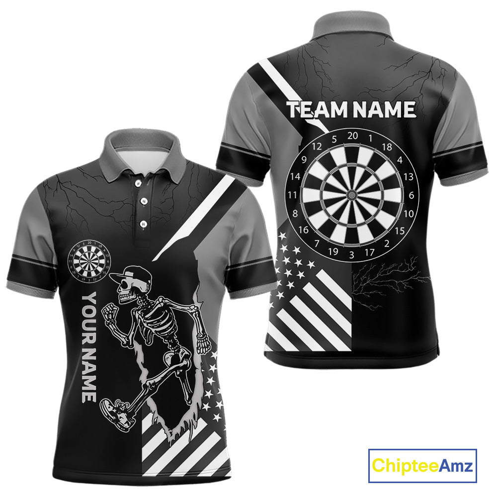 Skeleton Running Black Pattern Dartboards Dart Shirts For Men, Dart Jerseys NYN0055