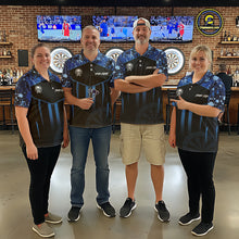 Load image into Gallery viewer, Crown Skull Splatter Paint Dartboard Darts Shirt For Women Custom Blue Splatter Dart Team Jerseys NYN3165