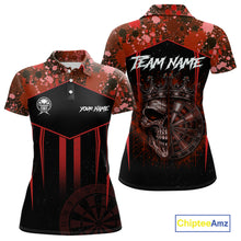 Load image into Gallery viewer, Crown Skull Splatter Paint Dartboard Darts Shirt For Women Custom Red Splatter Dart Team Jerseys NYN3166