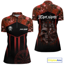 Load image into Gallery viewer, Crown Skull Splatter Paint Dartboard Darts Shirt For Women Custom Red Splatter Dart Team Jerseys NYN3166