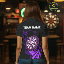Load image into Gallery viewer, Custom Black And Purple Dartboard Warriors Darts Shirt For Women Outfits Dart Team Shirt NYN0397
