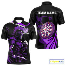 Load image into Gallery viewer, Custom Black And Purple Dartboard Warriors Darts Shirt For Men Outfits Dart Team Shirt NYN0397