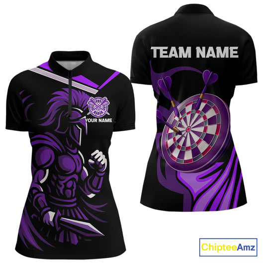 Custom Black And Purple Dartboard Warriors Darts Shirt For Women Outfits Dart Team Shirt NYN0397