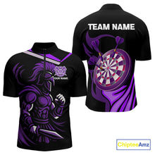 Load image into Gallery viewer, Custom Black And Purple Dartboard Warriors Darts Shirt For Men Outfits Dart Team Shirt NYN0397