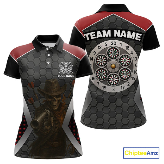 Skull Sheriff Shoots Darts Arrow Darts Shirt For Women - Customizable Name & Team NYN0400