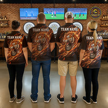 Load image into Gallery viewer, Orange Flaming Tiger Funny Darts Custom Women&#39;s Dart Polo Shirts Team Dart League Jerseys NYN2076