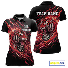 Load image into Gallery viewer, Red Flaming Tiger Funny Darts Custom Women&#39;s Dart Polo Shirts Team Dart League Jerseys NYN2078