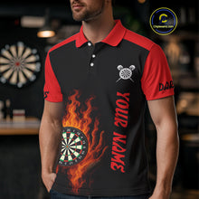 Load image into Gallery viewer, Men's Flaming Darts Shirt - Custom Name &amp; Team Fire Dartboard Shirt For Players NYN0408