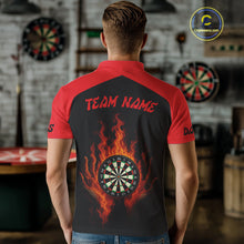 Load image into Gallery viewer, Men's Flaming Darts Shirt - Custom Name &amp; Team Fire Dartboard Shirt For Players NYN0408