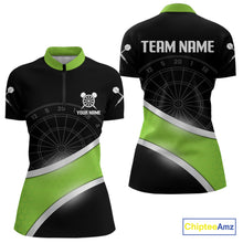 Load image into Gallery viewer, Green Halftone Pattern Dartboard Women's Darts Shirt - Custom Name For Dart Players NYN0412