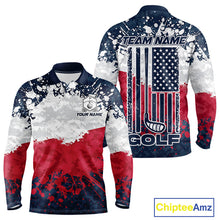 Load image into Gallery viewer, American flag splatter mens golf polo patriotic golf top