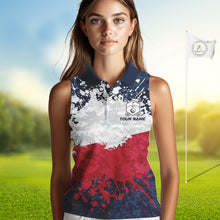 Load image into Gallery viewer, American Flag 250Th Anniversary Women Golf Sleeveless Polo Shirt Custom Splatter Patriotic Golf Tops NYN3385