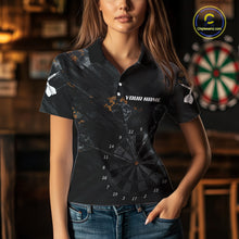 Load image into Gallery viewer, Black Grunge Digital Camouflage Darts Custom Dart Polo Shirt Women Dart Tournament Jerseys NYN2090